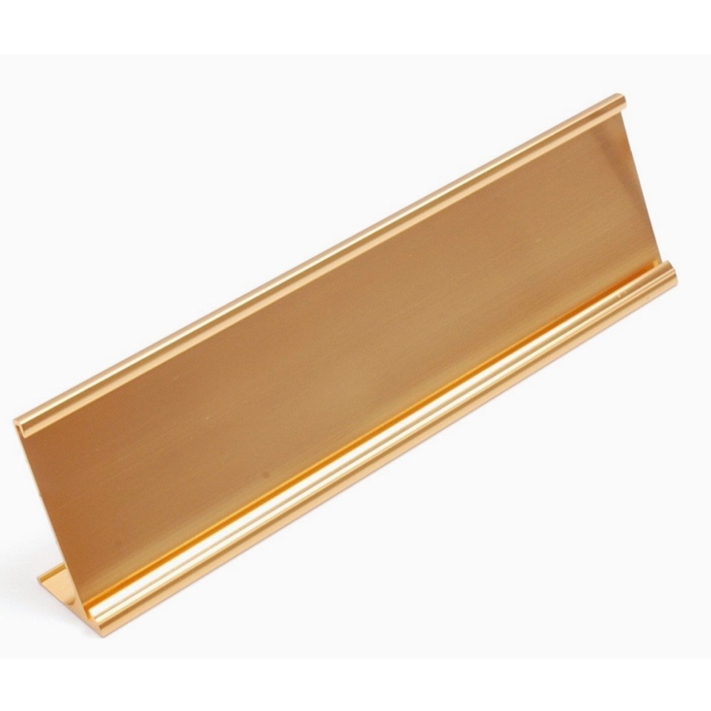 Gold name plate desktop holder